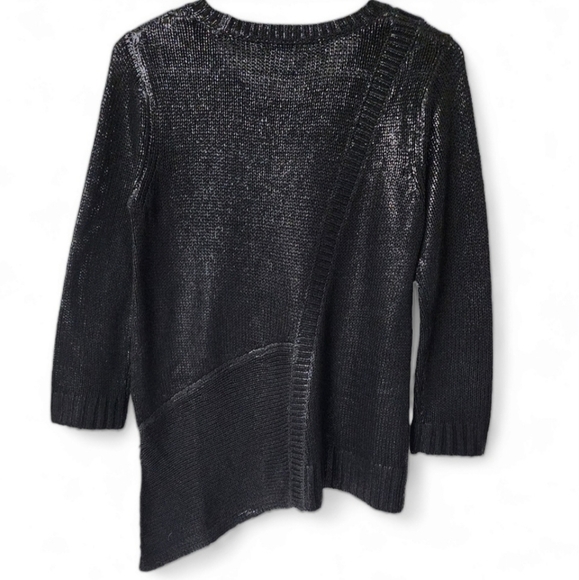 Club Monaco Black Metallic Asymmetric Knit Sweater - Picture 4 of 6